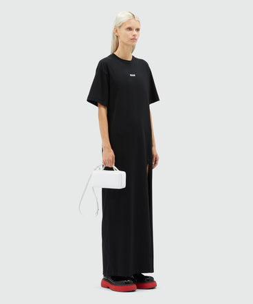 Long jersey T-shirt dress with micro logo