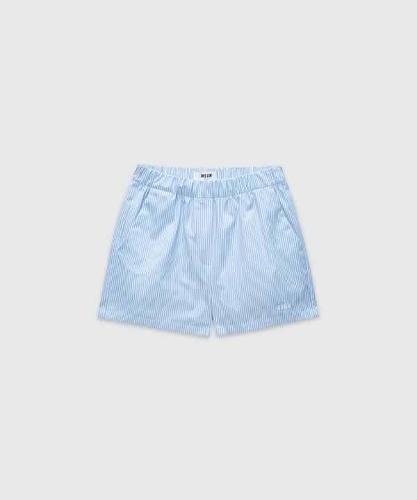 Striped poplin shorts