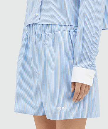 Striped poplin shorts