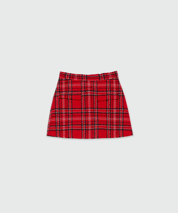 Red tweed tartan skort