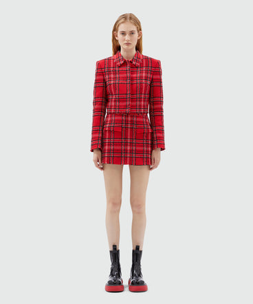 Red tweed tartan skort