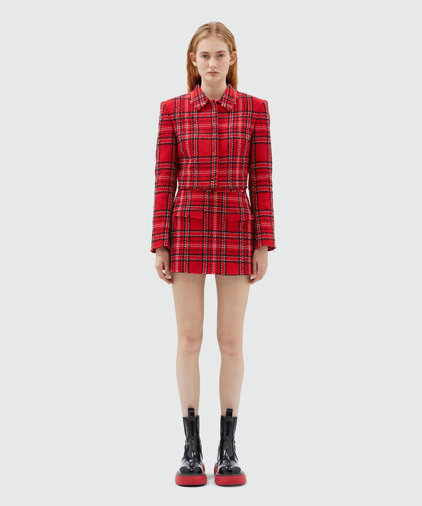 Red tweed tartan skort