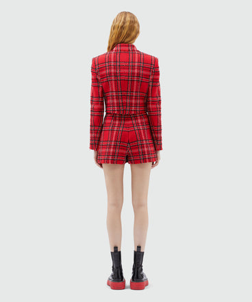 Red tweed tartan skort