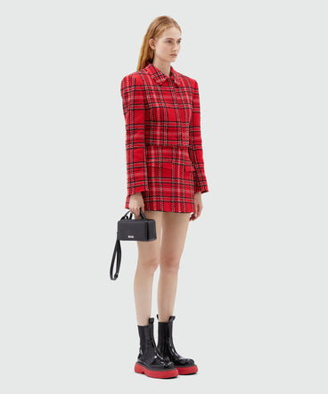 Red tweed tartan skort