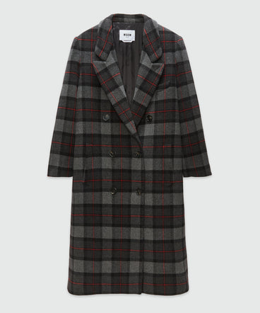 Maxi check cloth coat