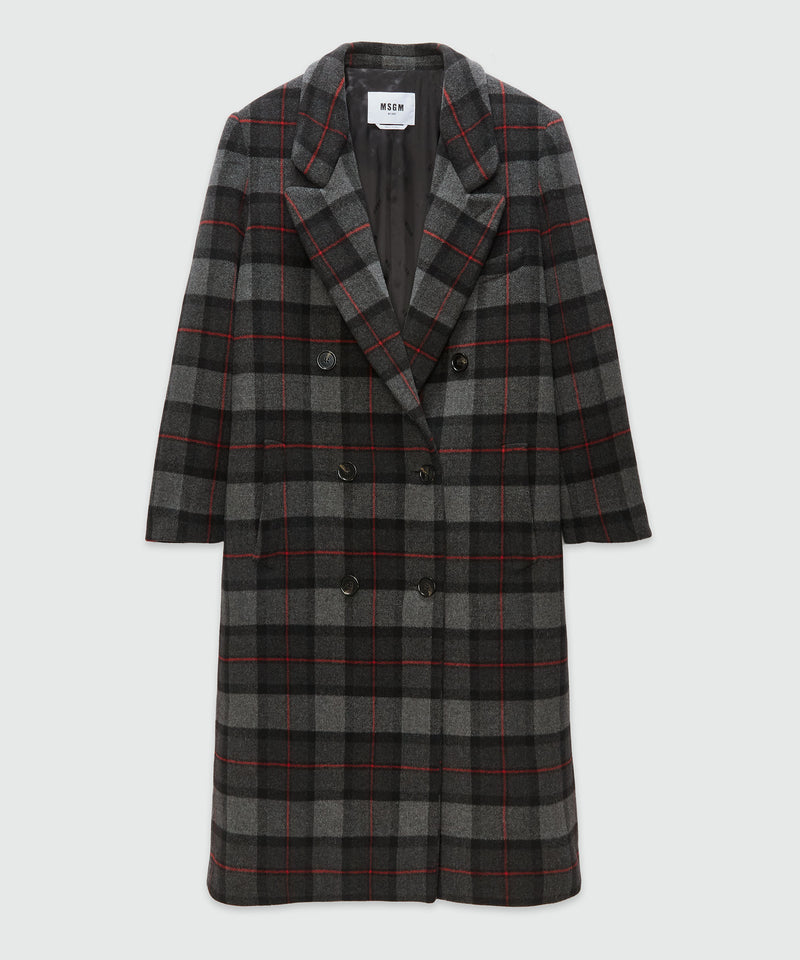 Maxi check cloth coat GREY Women 