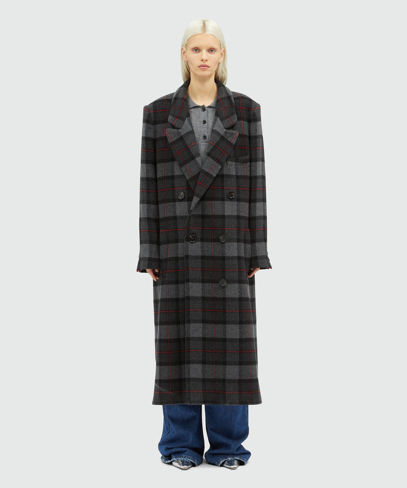 Maxi check cloth coat GREY Women 