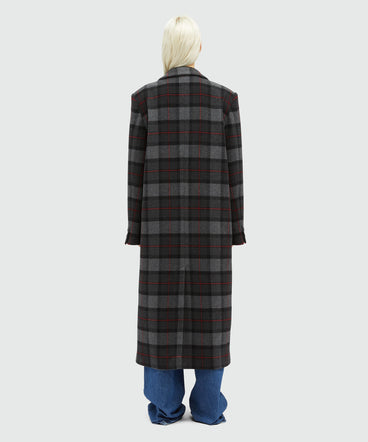 Maxi check cloth coat