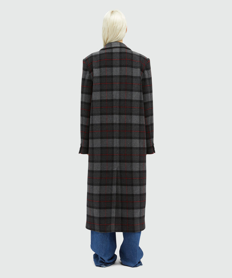 Maxi check cloth coat GREY Women 