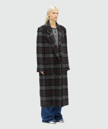 Maxi check cloth coat