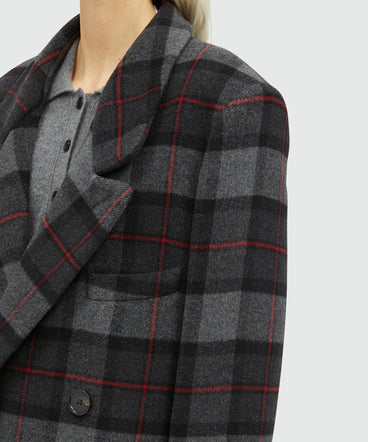 Maxi check cloth coat