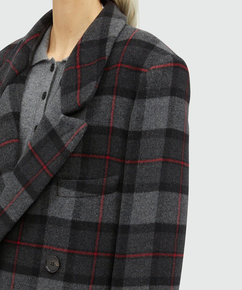 Maxi check cloth coat GREY Women 