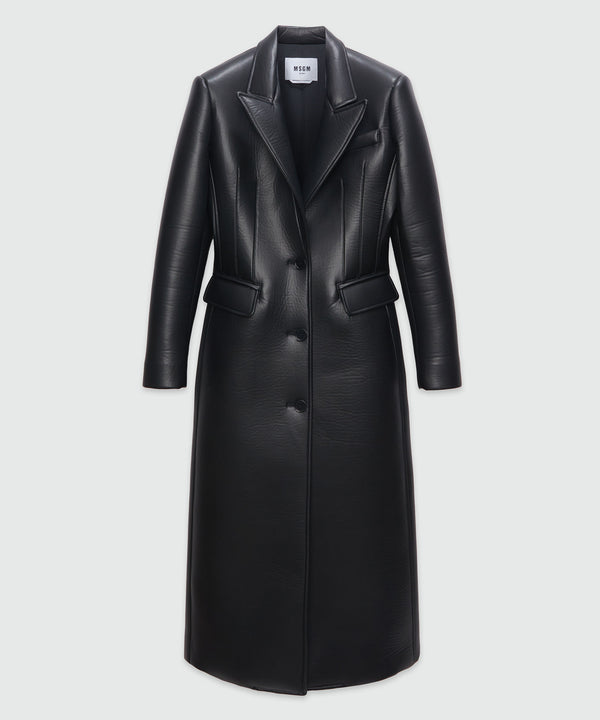 Faux-leather scuba effect  coat