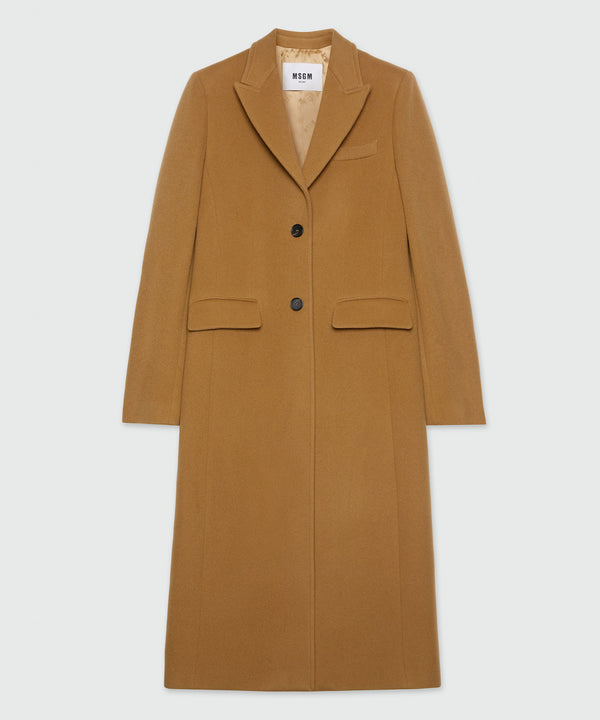 Virgin camel hair wool long coat