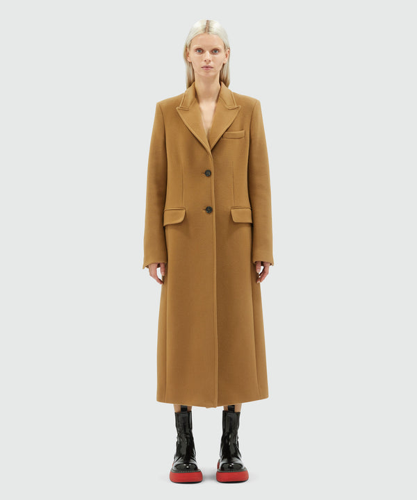 Virgin camel hair wool long coat