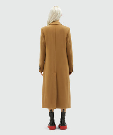 Virgin camel hair wool long coat