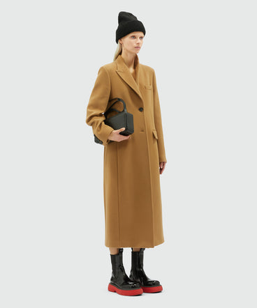 Virgin camel hair wool long coat