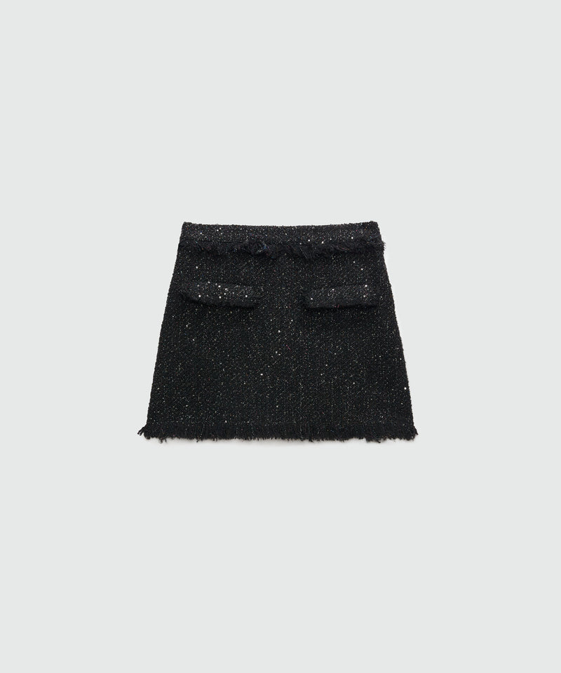 Lurex tweed miniskirt BLACK Women 