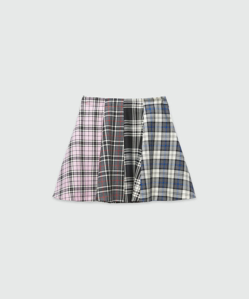 Wool tartan miniskirt BLACK Women 