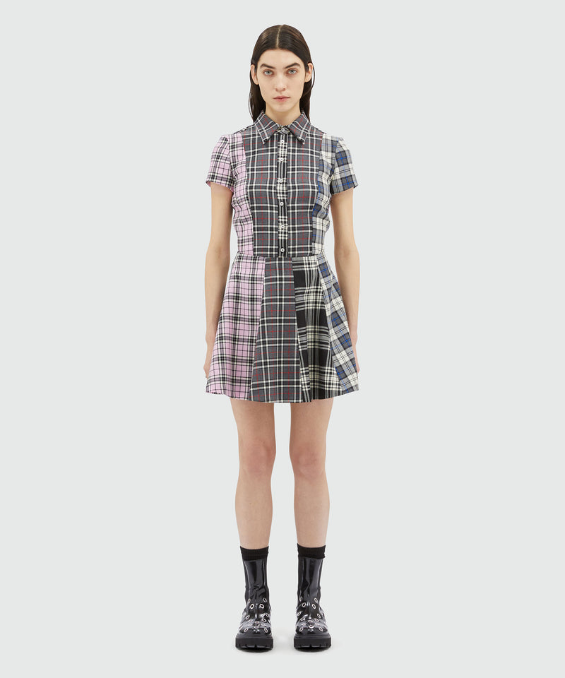 Wool tartan miniskirt BLACK Women 