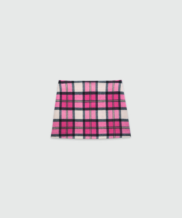 Maxi check woolen cloth miniskirt