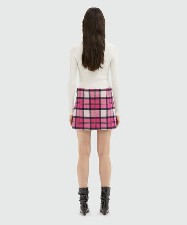 Maxi check woolen cloth miniskirt