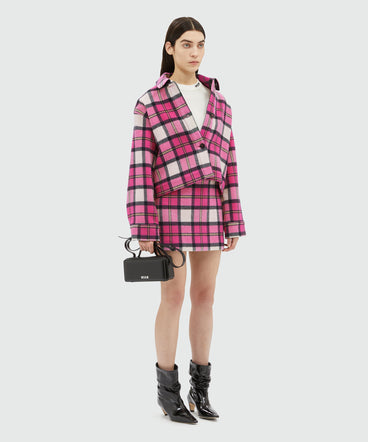 Maxi check woolen cloth miniskirt