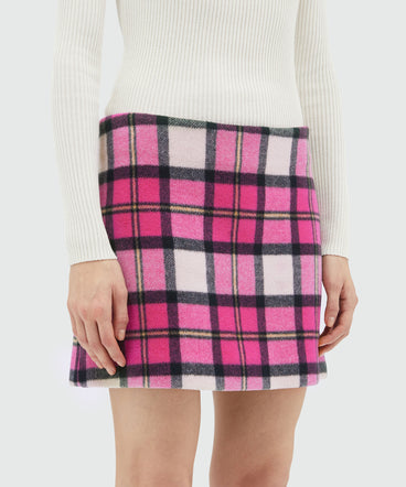 Maxi check woolen cloth miniskirt