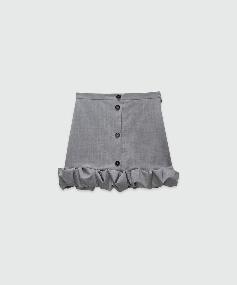 Grey melange wool miniskirt with ruffles GREY Women 