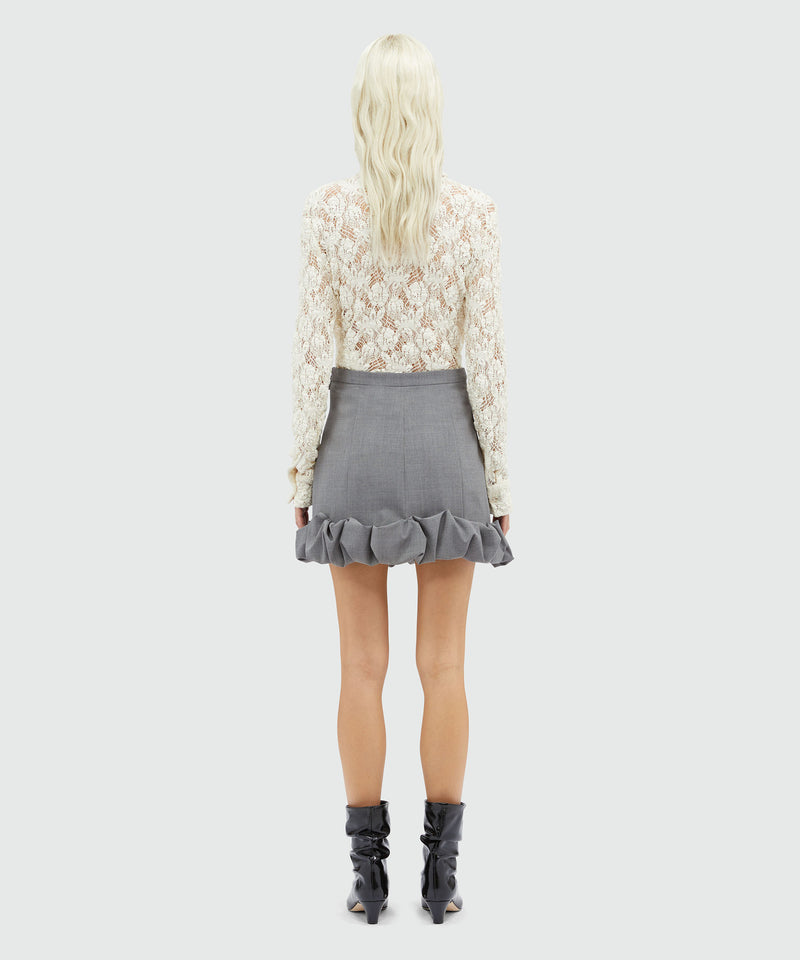 Grey melange wool miniskirt with ruffles GREY Women 