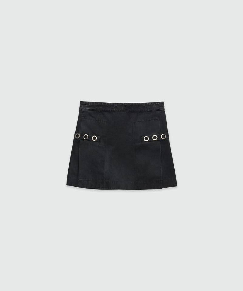 Used denim miniskirt BLACK Women 