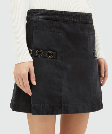 Used denim miniskirt