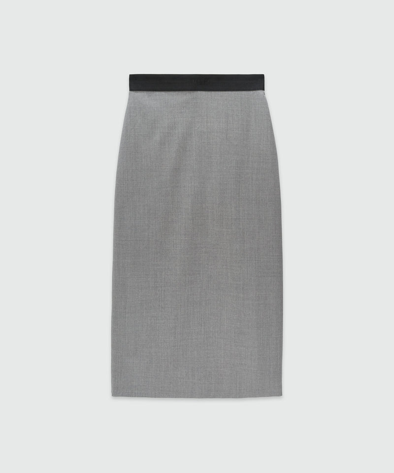 Grey melange wool pencil skirt with slit GREY Women 