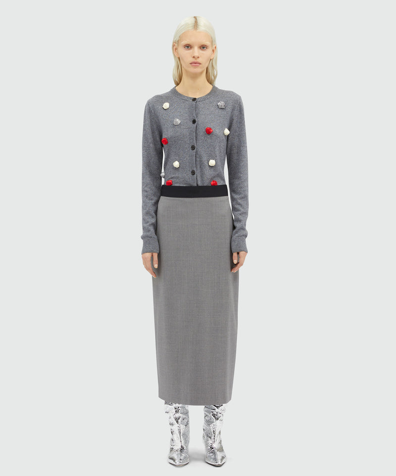 Grey melange wool pencil skirt with slit GREY Women 