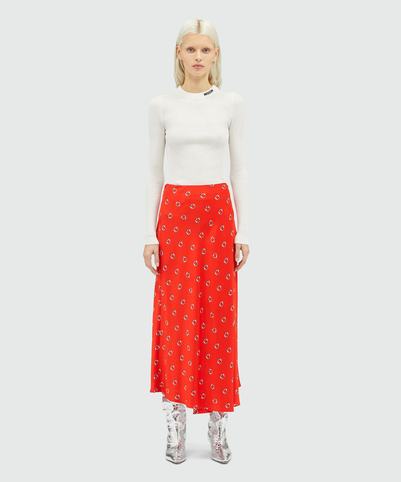 Fluid viscose print skirt RED Women 