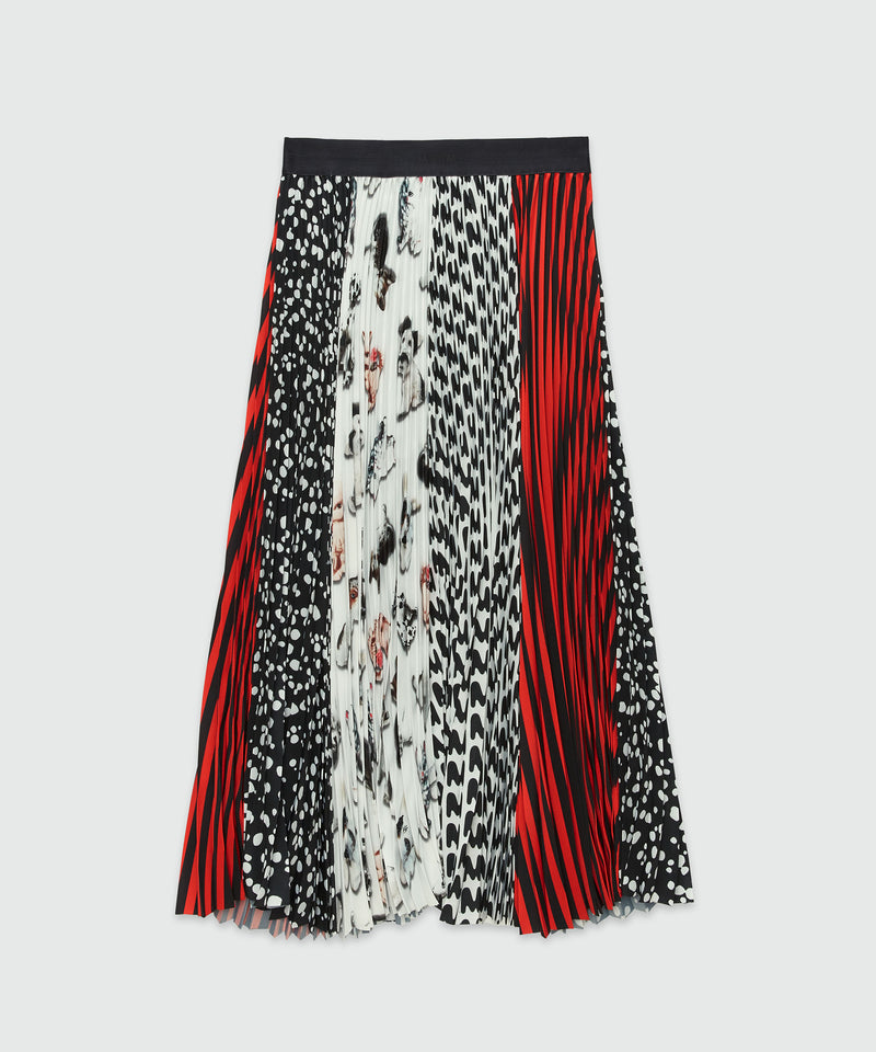 Mixed pattern pleated skirt BLACK Women 