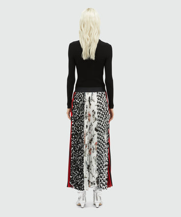 Mixed pattern pleated skirt