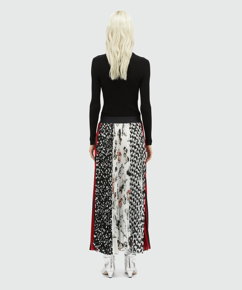 Mixed pattern pleated skirt BLACK Women 