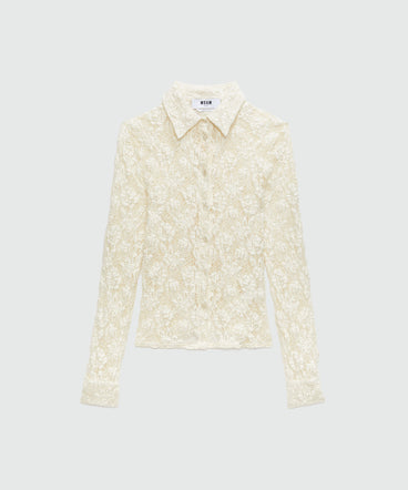 Ivory stretch lace shirt