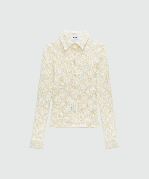 Ivory stretch lace shirt