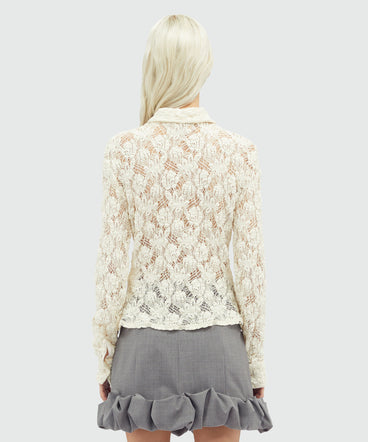 Ivory stretch lace shirt