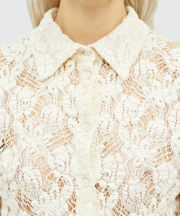 Ivory stretch lace shirt