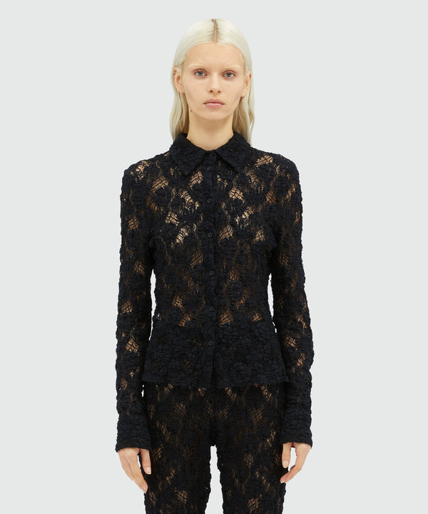 Black stretch lace shirt