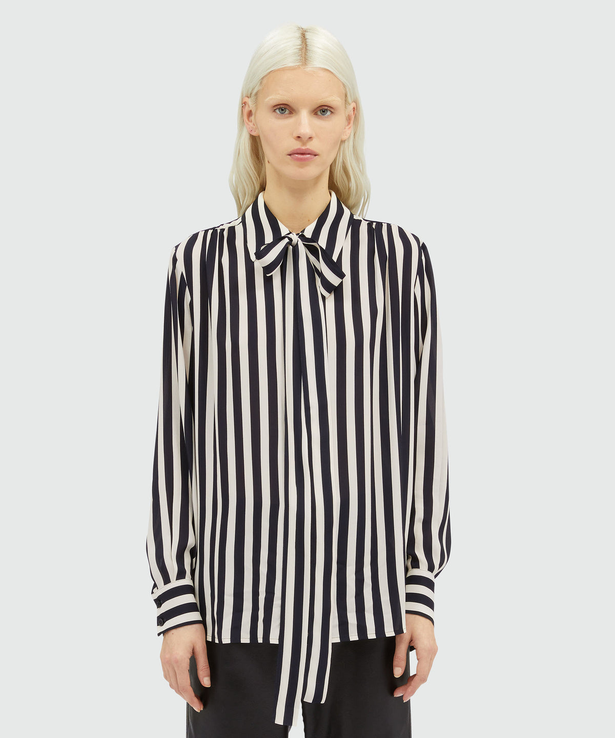 MSGM Shirt shops Womens 38 XS White Black Striped Silk One Shoulder Asymmetric Top