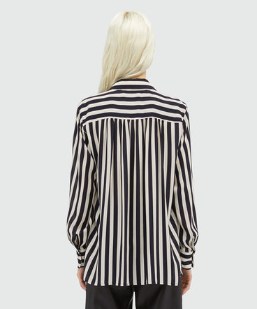 Satin striped print shirt