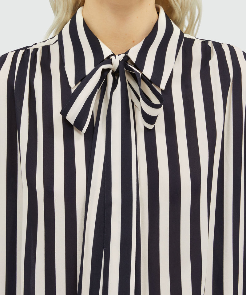 Camicia in satin stampa a righe BIANCO SPENTO Donna 