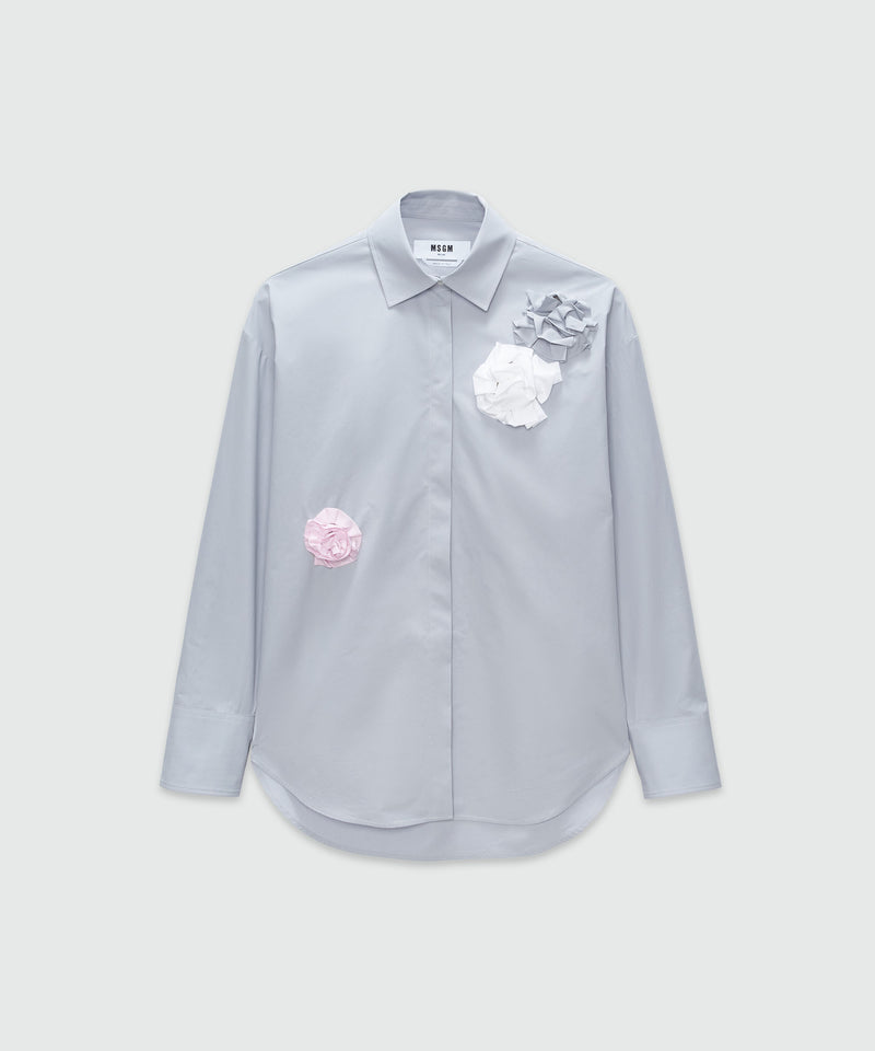 Poplin shirt with applications GREY Women 