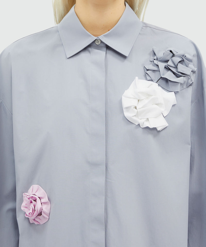 Poplin shirt with applications GREY Women 