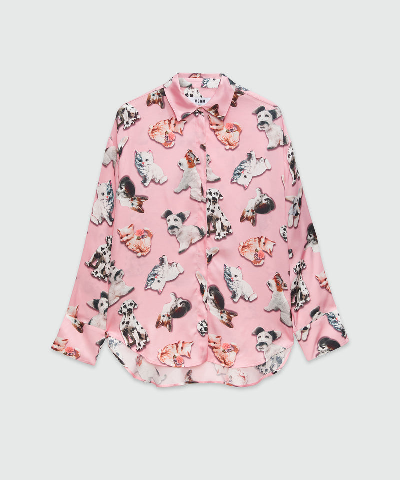 Viscose shirt with  "Ceramic puppies" print LIGHT PINK Women 