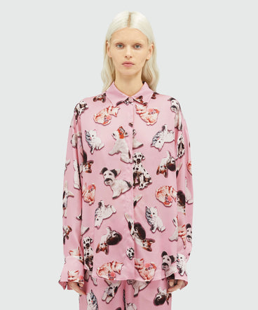 Viscose shirt with  "Ceramic puppies" print